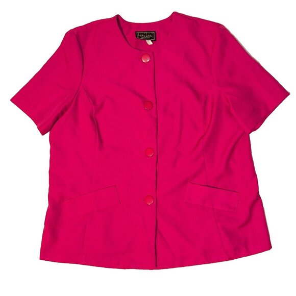 Vintage Leni Leni Hot Pink Button Down Lined Jacket Blouse Top 2XL - Picture 1 of 3